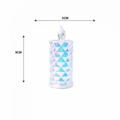 12 ADET LED CANDLE KAMP KÜÇÜK BOY= ÇAP:5CM - Y: 9CM PİLLİ LED MUM MİKA KRİSTAL PLASTİK YAKUT-13635