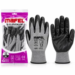12 ADET ZEBRA GRİ SİYAH NO 10 XL NİTRİL İŞÇİ ELDİVEN POŞETLİ AMBALAJ KESİLME DİRENÇ