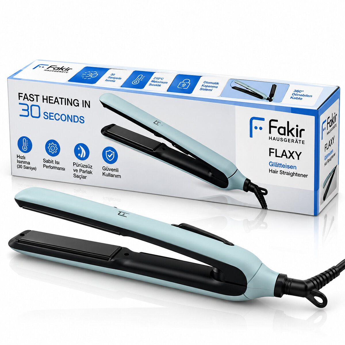 25MM SERAMİK PLAKA HIZLI ISINMA - 360° DÖNEBİLEN KABLO MAX 210° SICAKLIK SAÇ DÜZLEŞTİRİCİ FLAXY