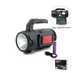 2İN1 19PCS = TAMİR - HIRDAVAT SETİ EL FENER - PROJEKTÖR LED + COB USB - TYPE-C - PİL ŞARJLI HS-310