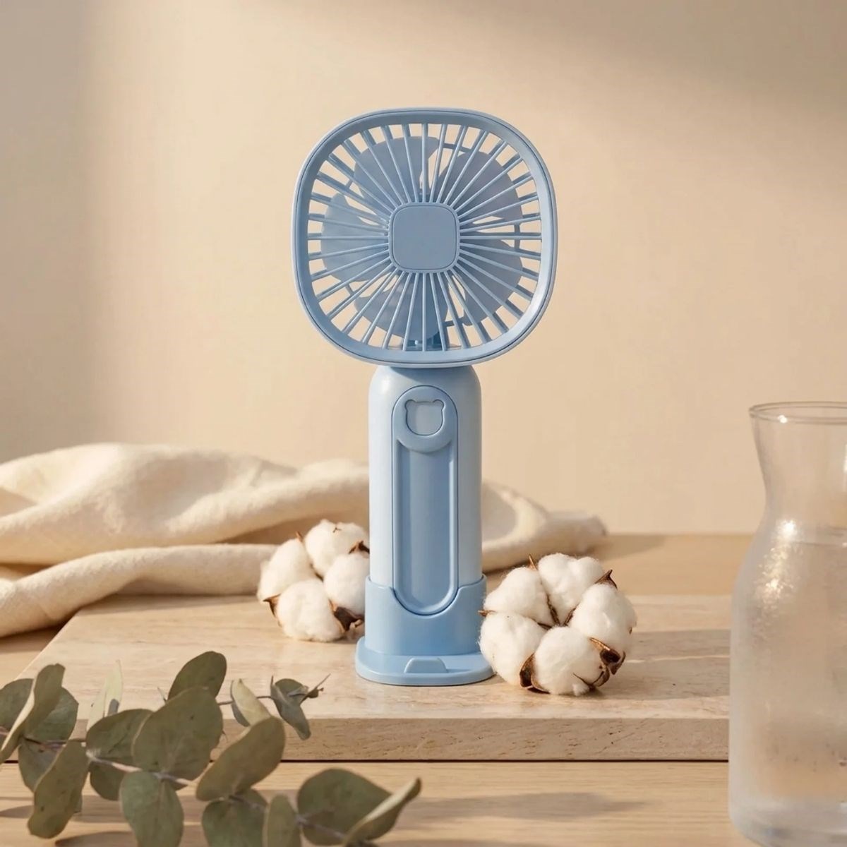 3 Kademeli Telefon Tutuculu Standlı Mini Fan – Tuşu Ayı Figürlü Masaüstü ve EldeKullanılabilen Taşınabilir Fan  EKL30