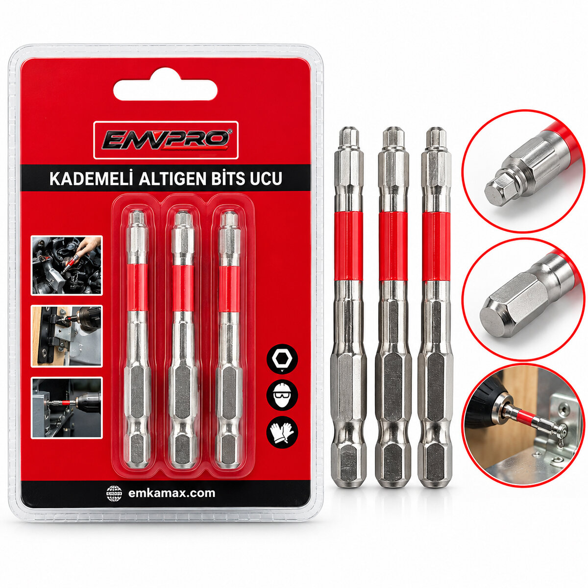 3PCS KADEMELİ ALYAN BİTS UCU - ÇOK FONSİYONLU 65MM/2.56 OIN