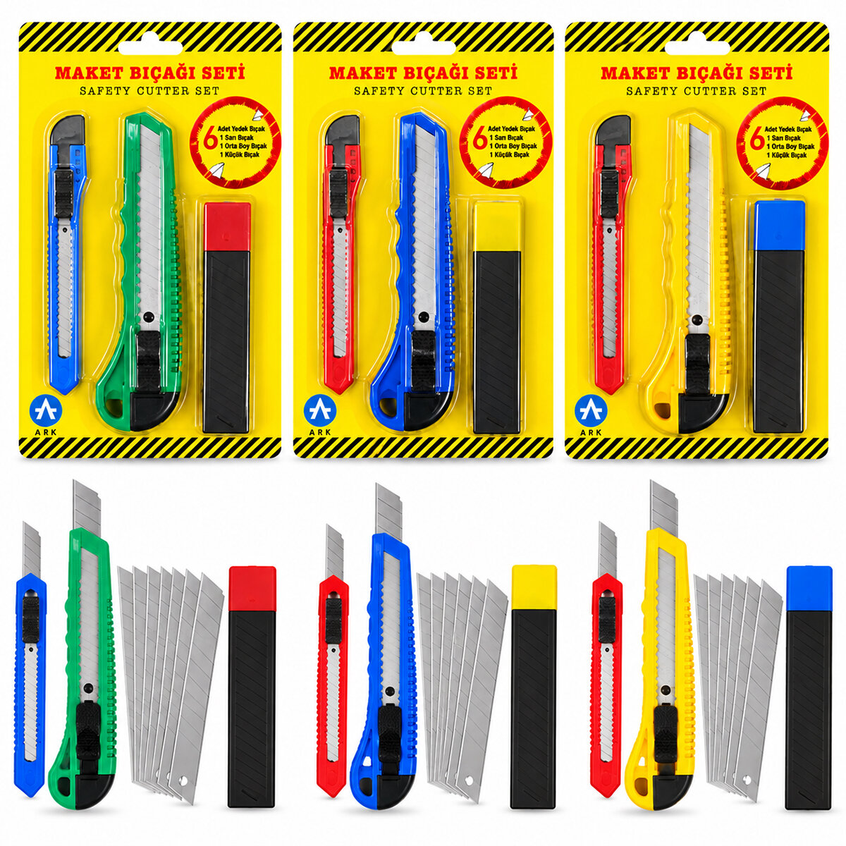 3PCS YEDEKLİ PLASTİK MAKET BIÇAK SETİ