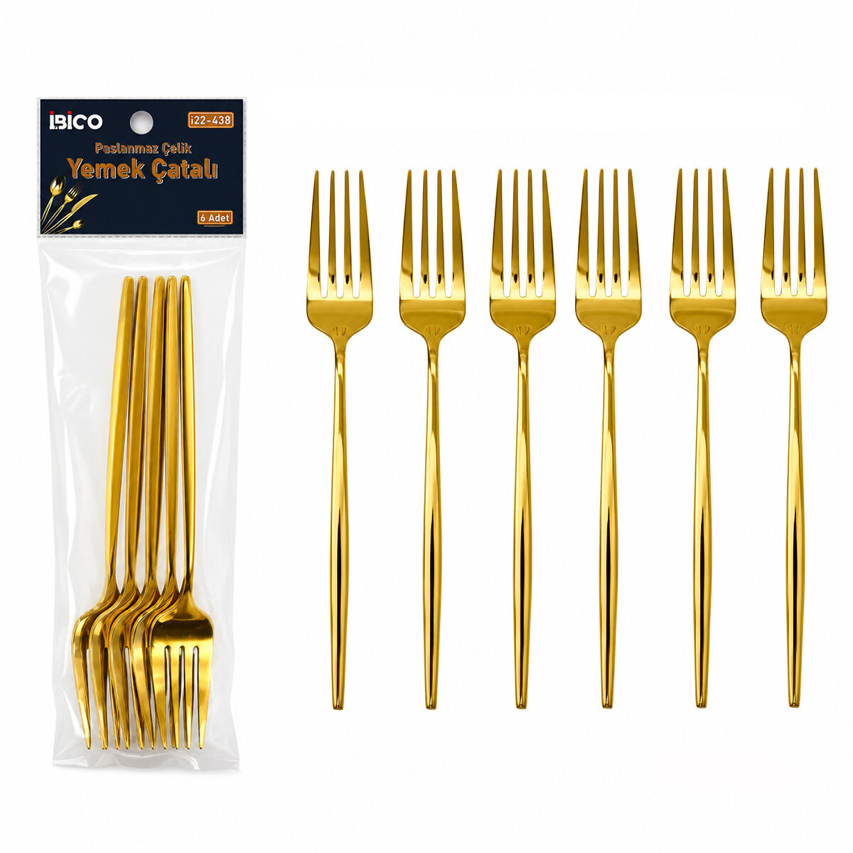 60 PARÇA GOLD YEMEK ÇATAL SETİ 21CM - 1 PAKET İÇİNDE 6 ADET VARDIR - 10 PAKET GÖNDERİLİR