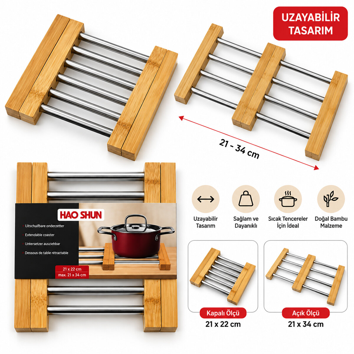 AYARLANABİLİR METAL NİHALE BAMBU AYAK 21X22---21X34CM