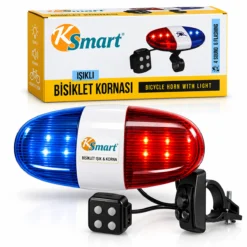 BİSİKLET KORNASI - ZİL IŞIKLI 2XAA PİL POLİS - SİREN 4 FONKSİYON K-1220