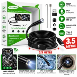 HD 3.5 METRE- SU GEÇİRMEZ YILAN KAMERA IP67 SERTİFİKALI LED IŞIKLI ANDROİD DESTEKLİ