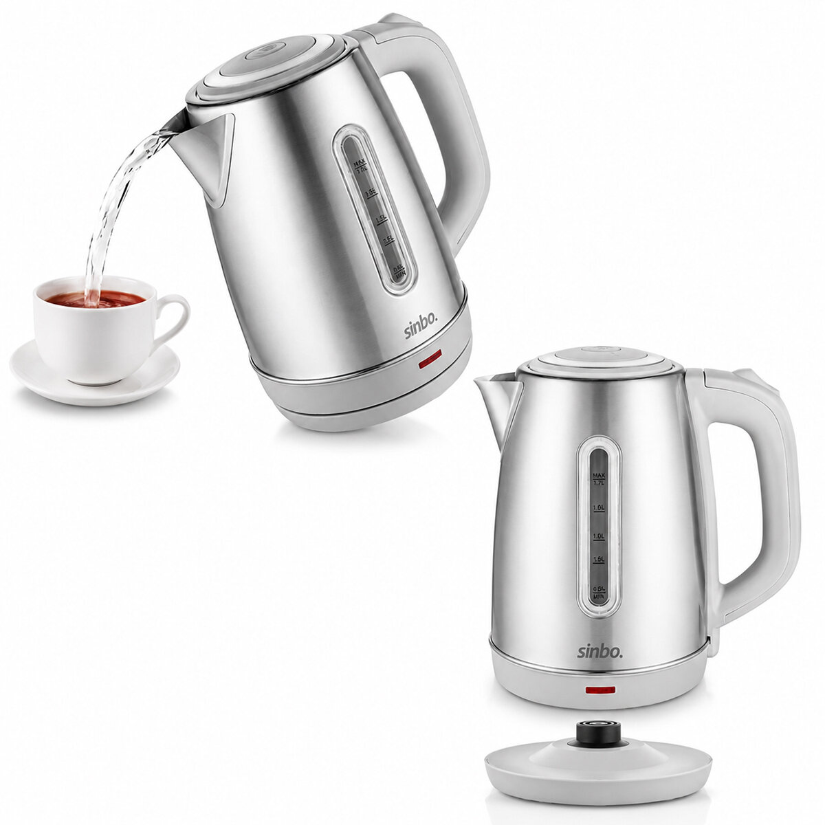 İNOKS ÇELİK KETTLE SU ISITICISI KABLOSUZ KULLANIM 1.8LT 360° DÖNEBİLME OTOMATİK KAPANMA SK-8031