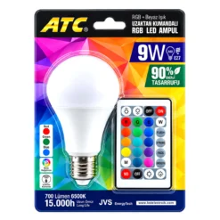 KUMANDALI - RGB 9W=60W - E27 LED AMPUL 700LM 15000 SAAT ÖMÜR