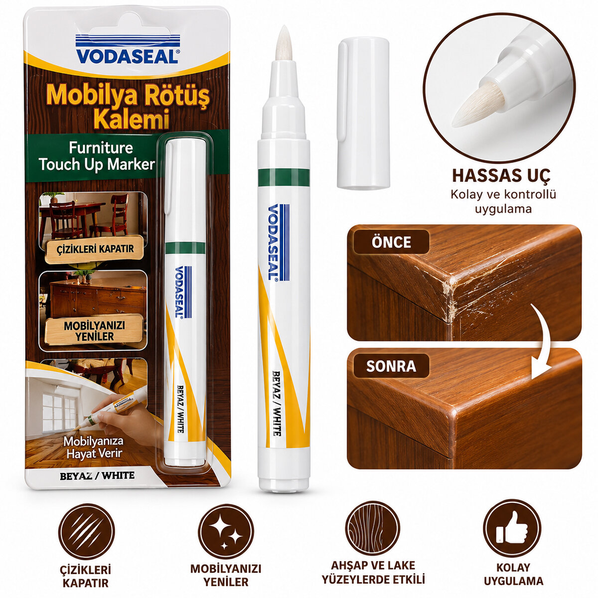 MOBİLYA RÖTUŞ KALEM BEYAZ