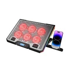 NOTEBOOK - LAPTOP SOĞUTUCU RGB IŞIKLI 15.6 INC 6 FANLI - LCD DİJİTAL EKRAN 2 USB SOKET