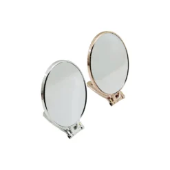 OVAL   6.5 İNÇ=16.5X13CM  MAKYAJ AYNASI  ÇİFT TARAFLI   BRONZ - GÜMÜŞ PLS.ÇERÇEVE   KATLANIR AYAKLI