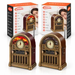 SAATLİ - İBRELİ ŞÖMİNELİ RADYO - RETRO AM - FM - SW USB - TYPE-C SARJLI BT - TF - USB SPEAKER YG-6040 PL-4733