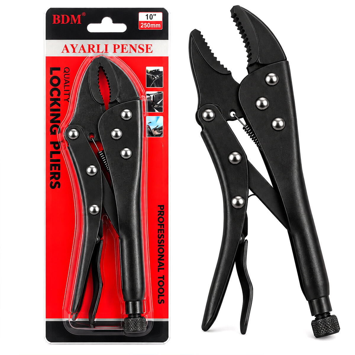 SİYAH 10 INC 250 MM KOMPLE METAL KİLİTLİ - AYARLI PENSE