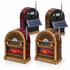 SOLAR - İBRELİ ŞÖMİNELİ RADYO - RETRO AM - FM - SW USB - TYPE-C SARJLI BT - TF - USB SPEAKER YG-6041BTS