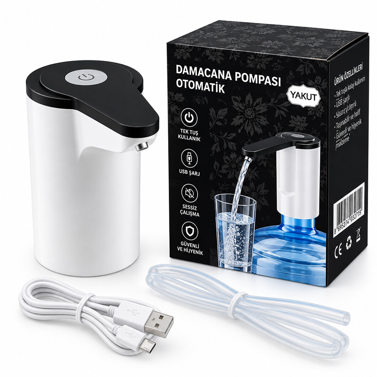 USB ŞARJLI - OTOMATİK DAMACANA SU POMPASI 13782