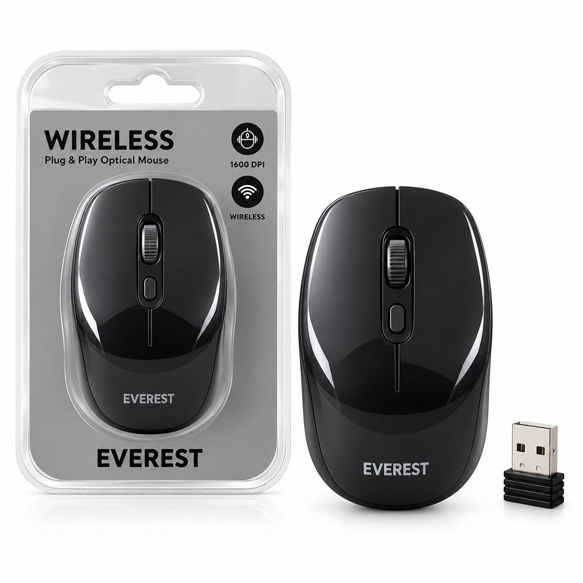 WIRELESS - KABLOSUZ USB OPTİCAL MOUSE VAKUMLU AMBALAJ 1600DPI PİLLİ= 1AA SMW-89