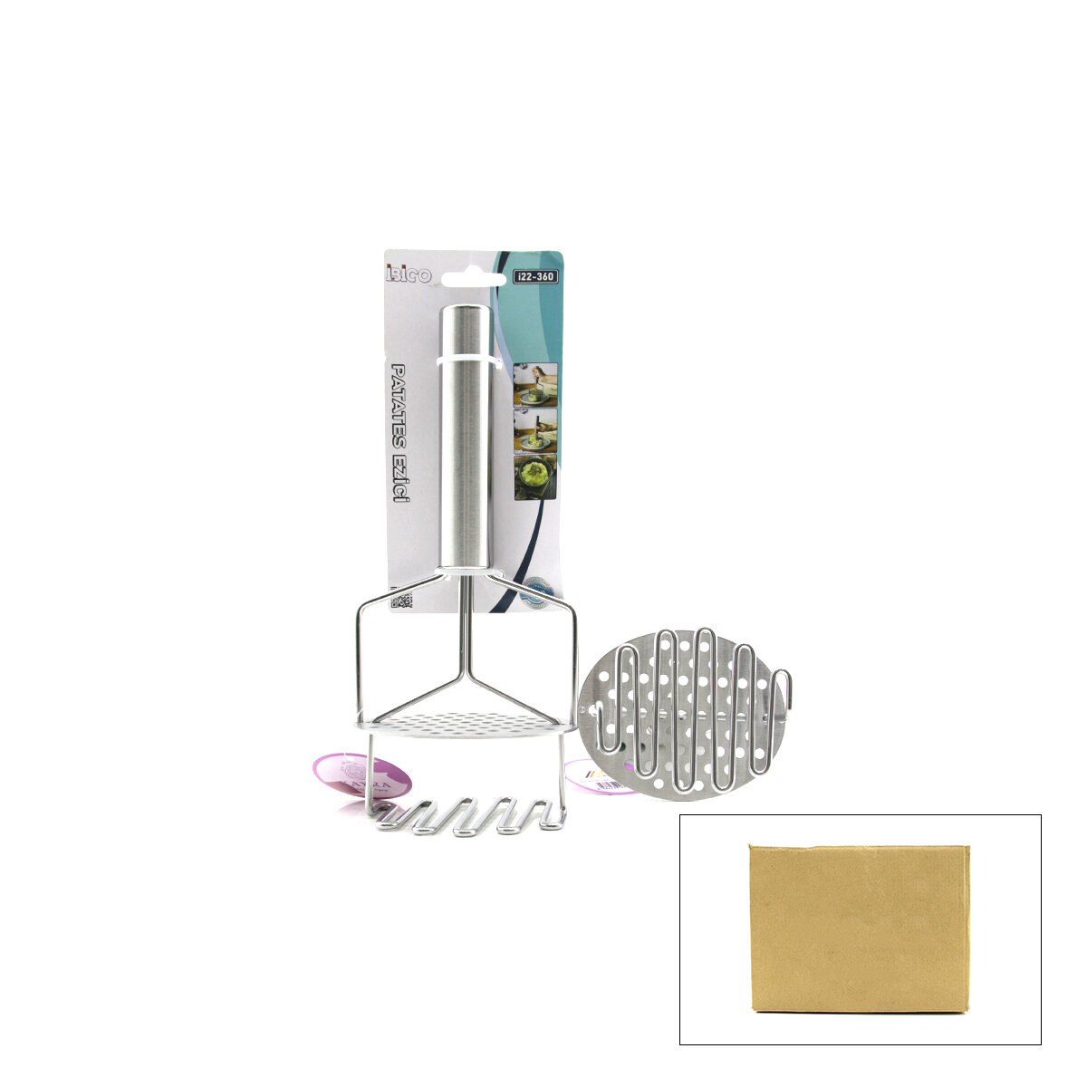 YAY ŞEKİL - ZİGZAG METAL SAPLI METAL PATATES EZİCİ